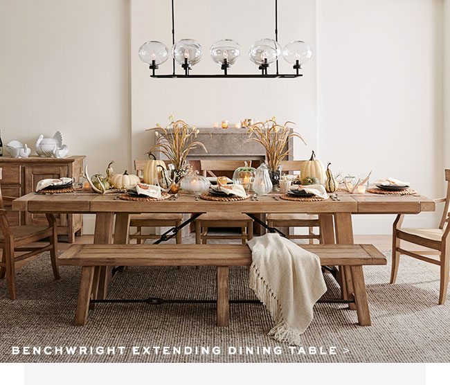 BENCHWRIGHT EXTENDING DINING TABLE >