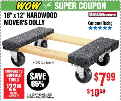 View 18 In. x 12 In. 1000 lbs. Capacity Hardwood Dolly