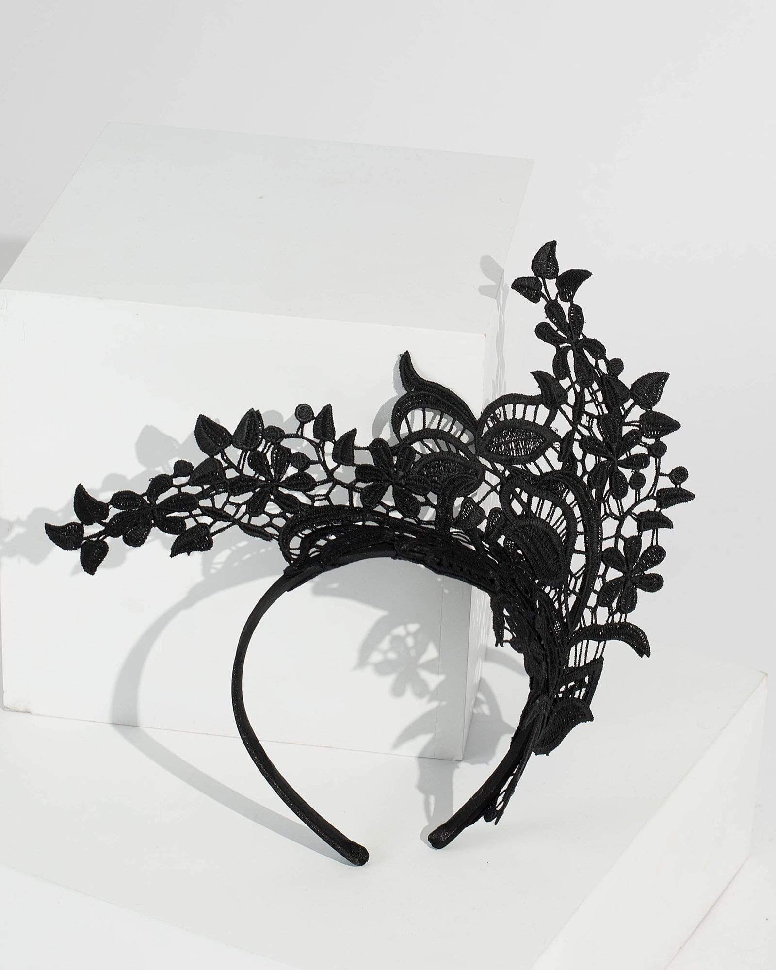 Image of Black Flower Lace Detail Headband