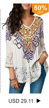 Three Quarter Sleeve Lace Patchwork White Blouse
