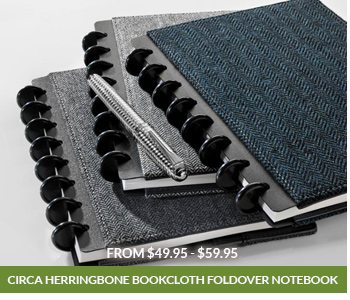 Shop Circa® Herringbone Bookcloth Foldover Notebook