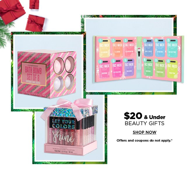 $20 and under beauty gifts. shop now.