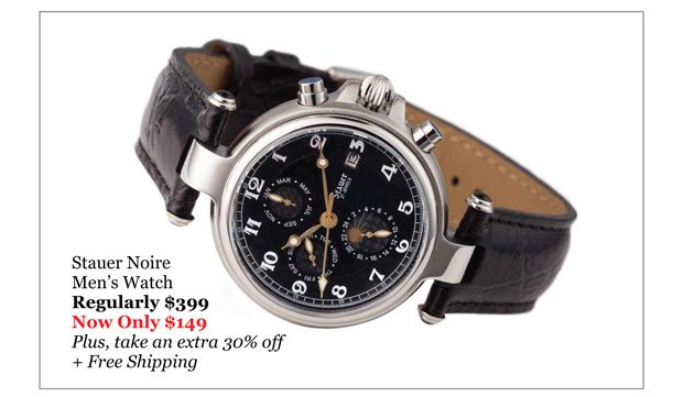 Stauer Noire Men's Watch, Regularly $399, Now Only $149