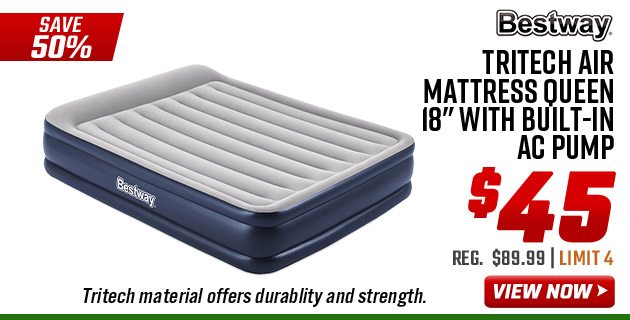 Bestway Tritech Air Mattress Queen 18'' with Built-In AC Pump