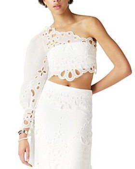 ba&sh Vesper One Shoulder Eyelet Top