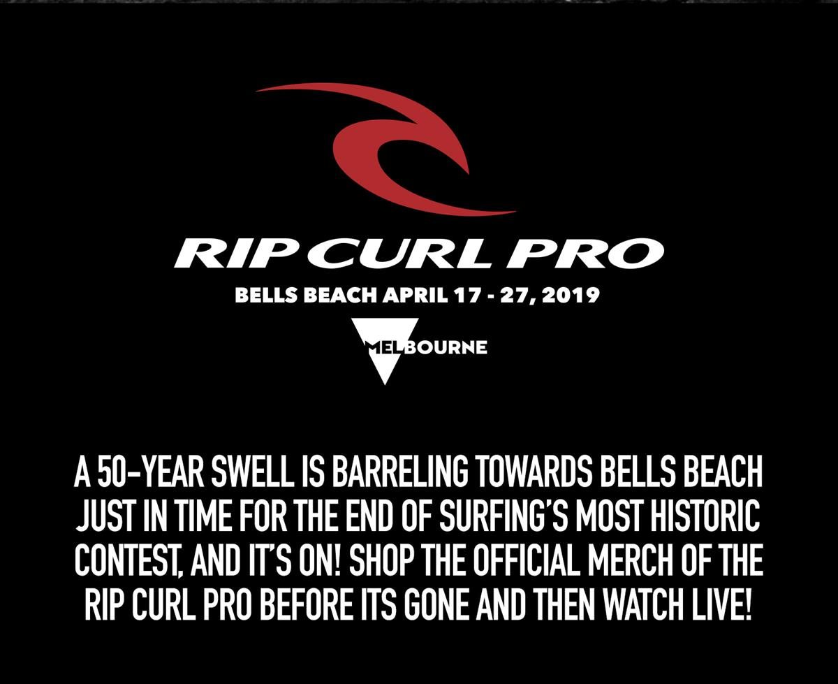 A 50 Year swell is barreling towards Bells Beach just in time for the end of surfings most historic contest, and its ON! Shop the official merch of the Rip Curl Pro before its gone and then watch live!