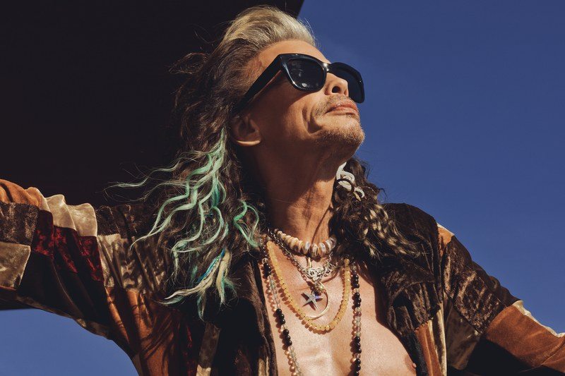 Steven Tyler gazes upward
