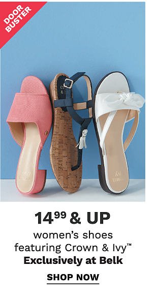 14.99 & up women's shoes featuring crown & ivy