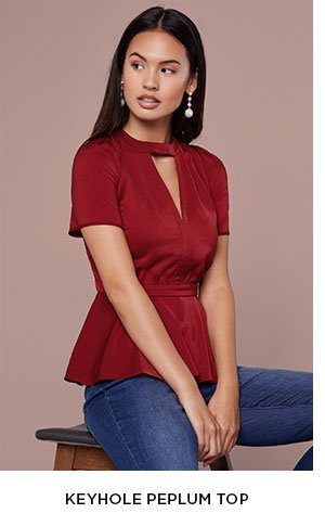 KEYHOLE PEPLUM TOP