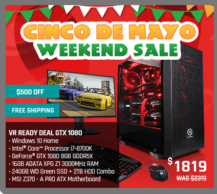 VR Ready Deal GTX 1080 with Core i7-8700K & GTX 1080 8GB Starting $1819 After $500 Instant Off + Free Shipping