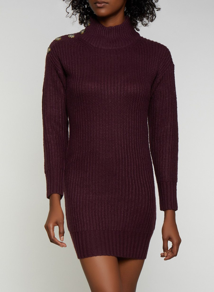 Button Detail Sweater Dress