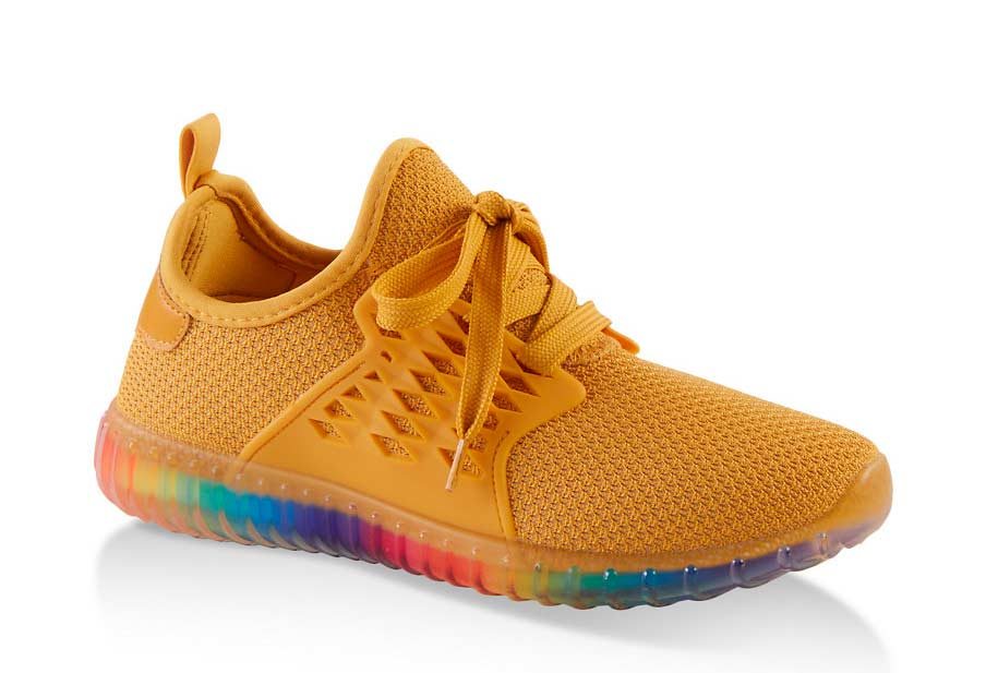 Rainbow Sole Athletic Knit Sneakers