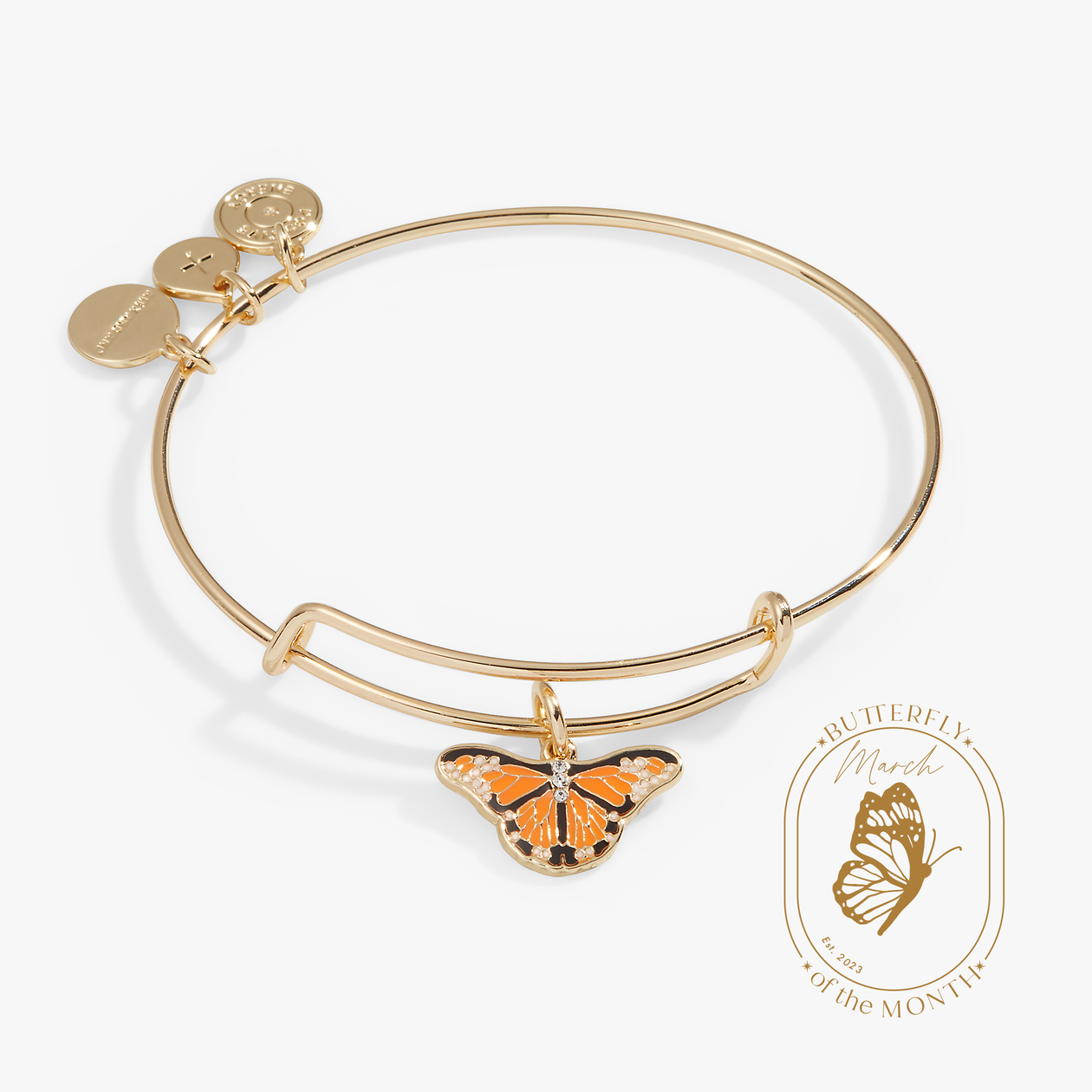 Monarch Butterfly + Crystal Accent Charm Bangle