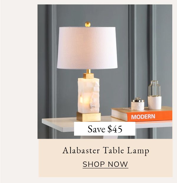 Alabaster/Metal Table Lamp, White/Gold Leaf | SHOP NOW