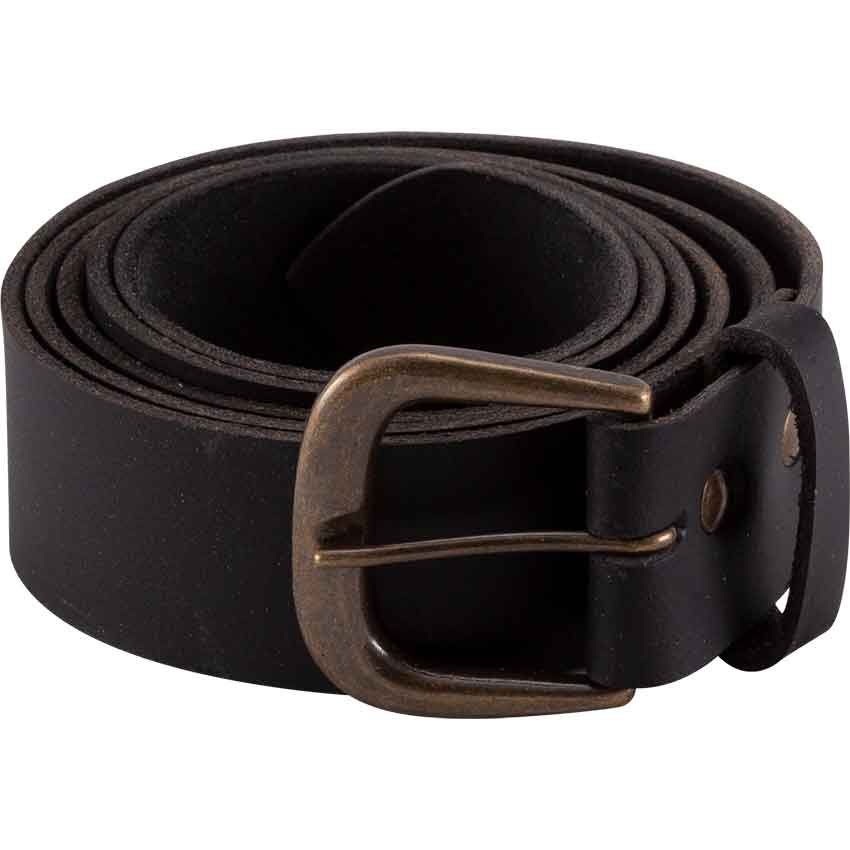 Image of Knights Simple Medieval Leather Belt - Black