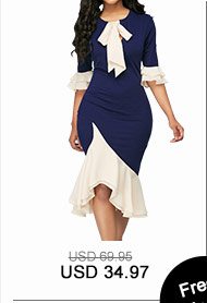 Tie Neck Frill Hem Flare Cuff Sheath Dress