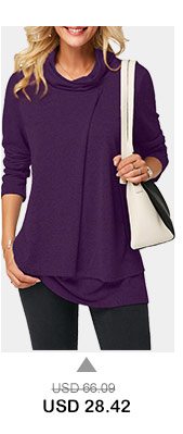 Long Sleeve Cowl Neck Layered T Shirt