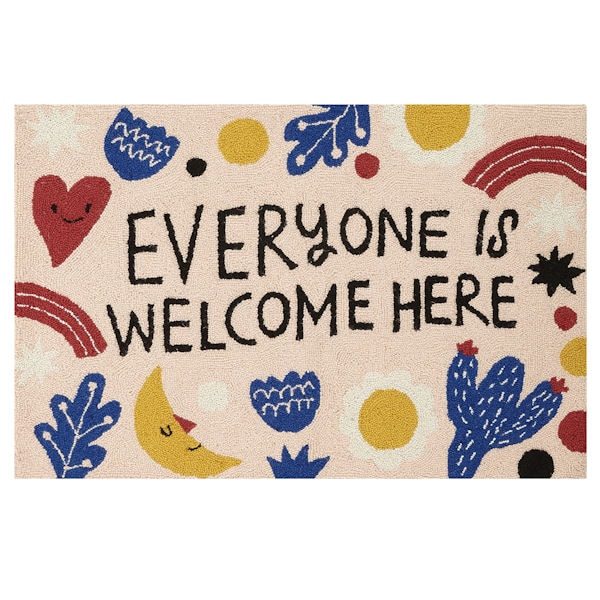 Hand-Hooked Everyone Is Welcome Here Rug