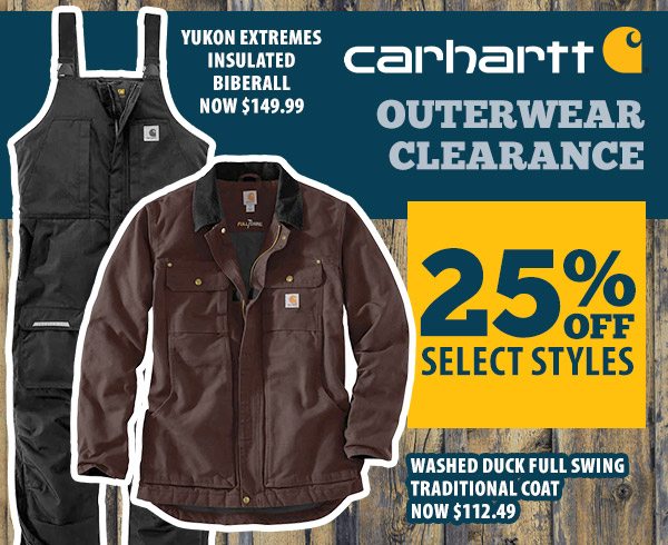 Carhartt Outerwear Clearance. 25% off select styles