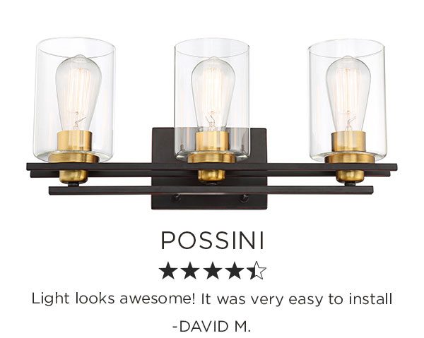 Possini - Light looks awesome! It was very easy to install -DAVID M