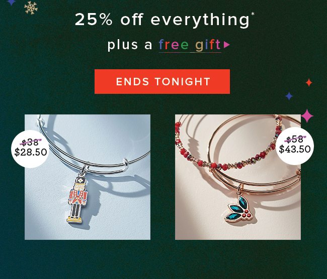 25% off with a free gift when you spend $75+ or more is ending tonight! 