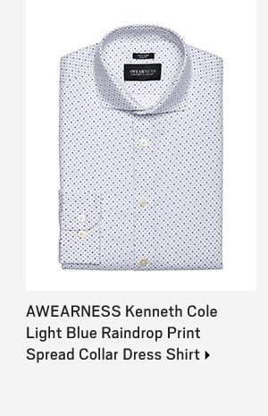 Awearness Kenneth Cole Light Blue Raindrop Print Spread Collar Dress Shirt> 