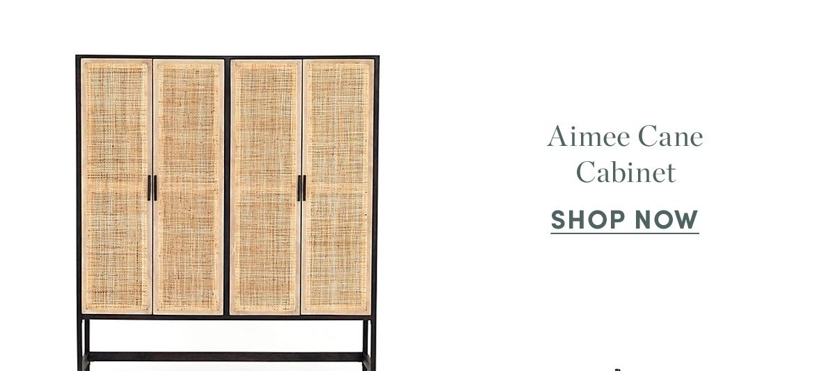 Aimee Cane Cabinet, Washed Black
