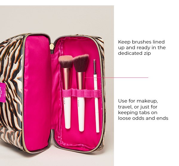 Keep brushes lined up and ready in the dedicated zip compartment