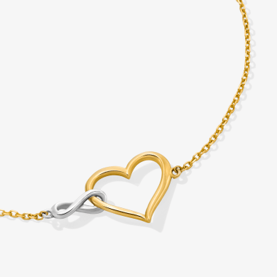 Infinity Heart Bracelet 10K Two-Tone Gold 7.5''