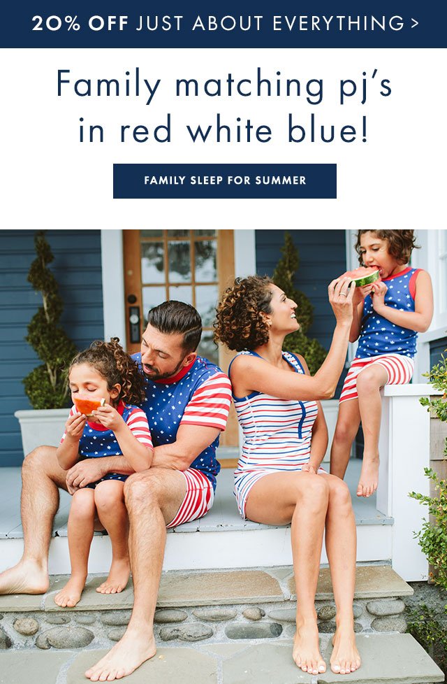 family mathcing pjs in red white blue