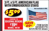  3 Ft. x 5 Ft. American Flag with Embroidered Stars 