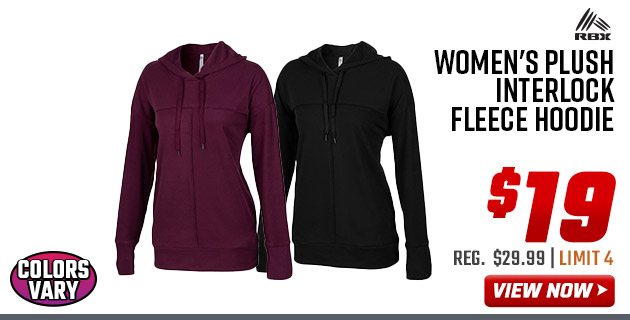 RBX Women's Plush Interlock Fleece Hoodie