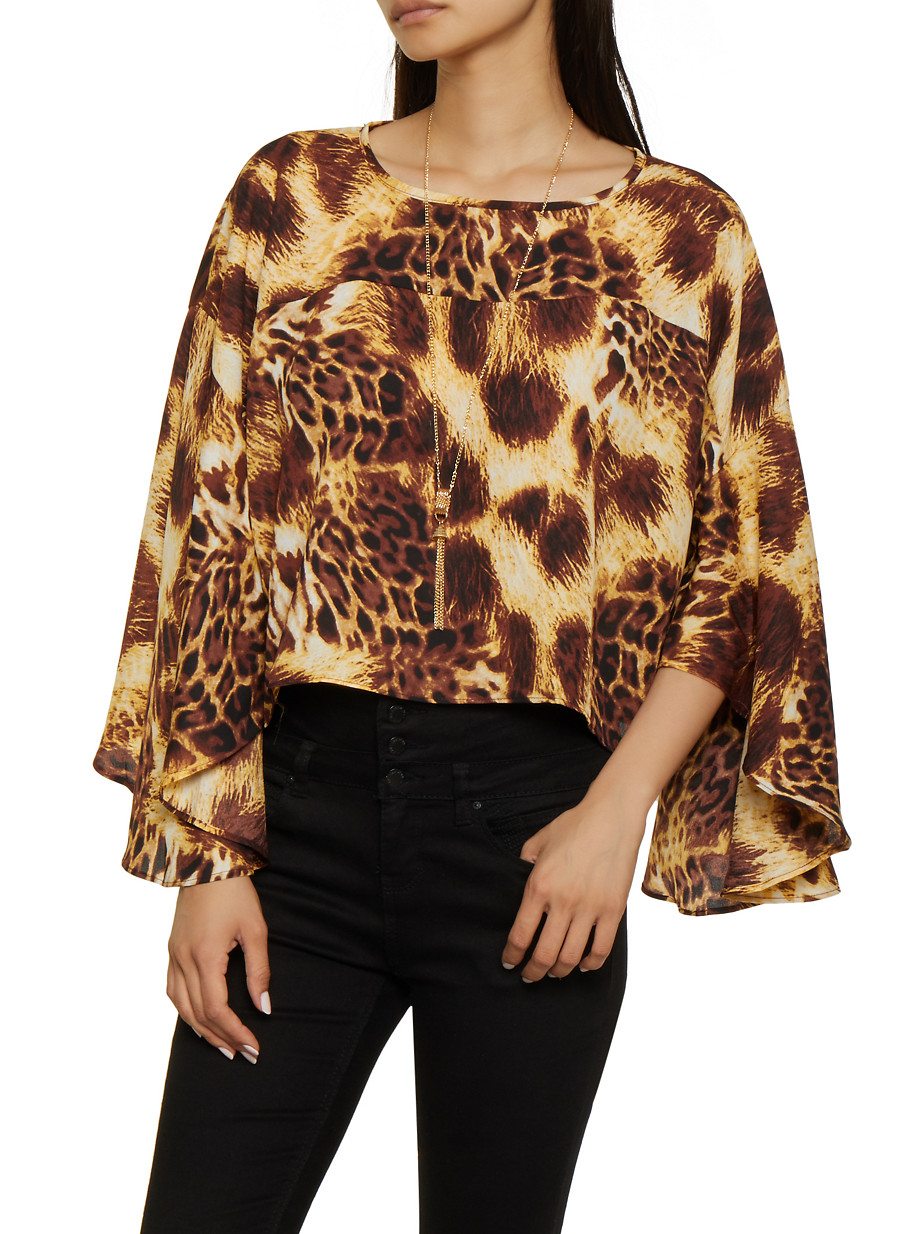 Cheetah Print Bell Sleeve Top