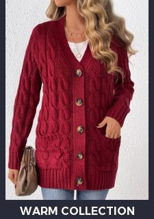 Wine Red Button Long Sleeve V Neck Cardigan