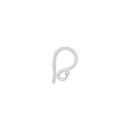 Ear wire, fine silver, 12mm fishhook with 1.5mm ball and open loop, 20 gauge. Sold per pkg of 2 pairs.
