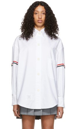 Thom Browne - White Armband Supersized Cropped Shirt