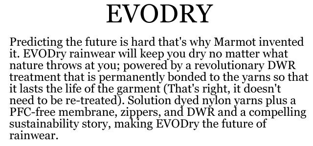 Marmot's Evo Dry