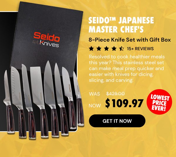 Seido Japanese Master Chef's 8-Piece Knife Set w Gift Box