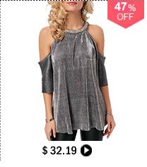 Cold Shoulder Keyhole Back Three Quarter Sleeve Blouse