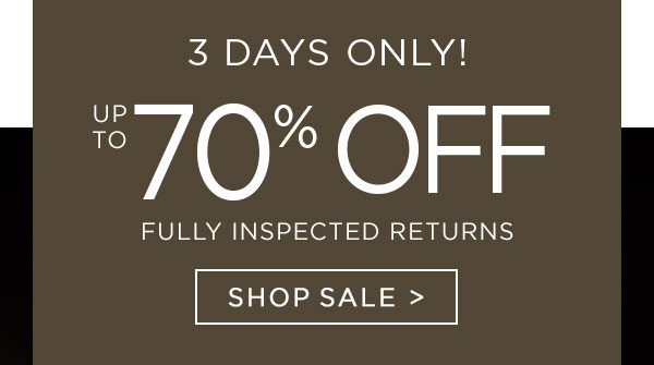 3 Days Only! - Up To 70% Off - Fully Inspected Returns - Shop Sale - Ends 2/7