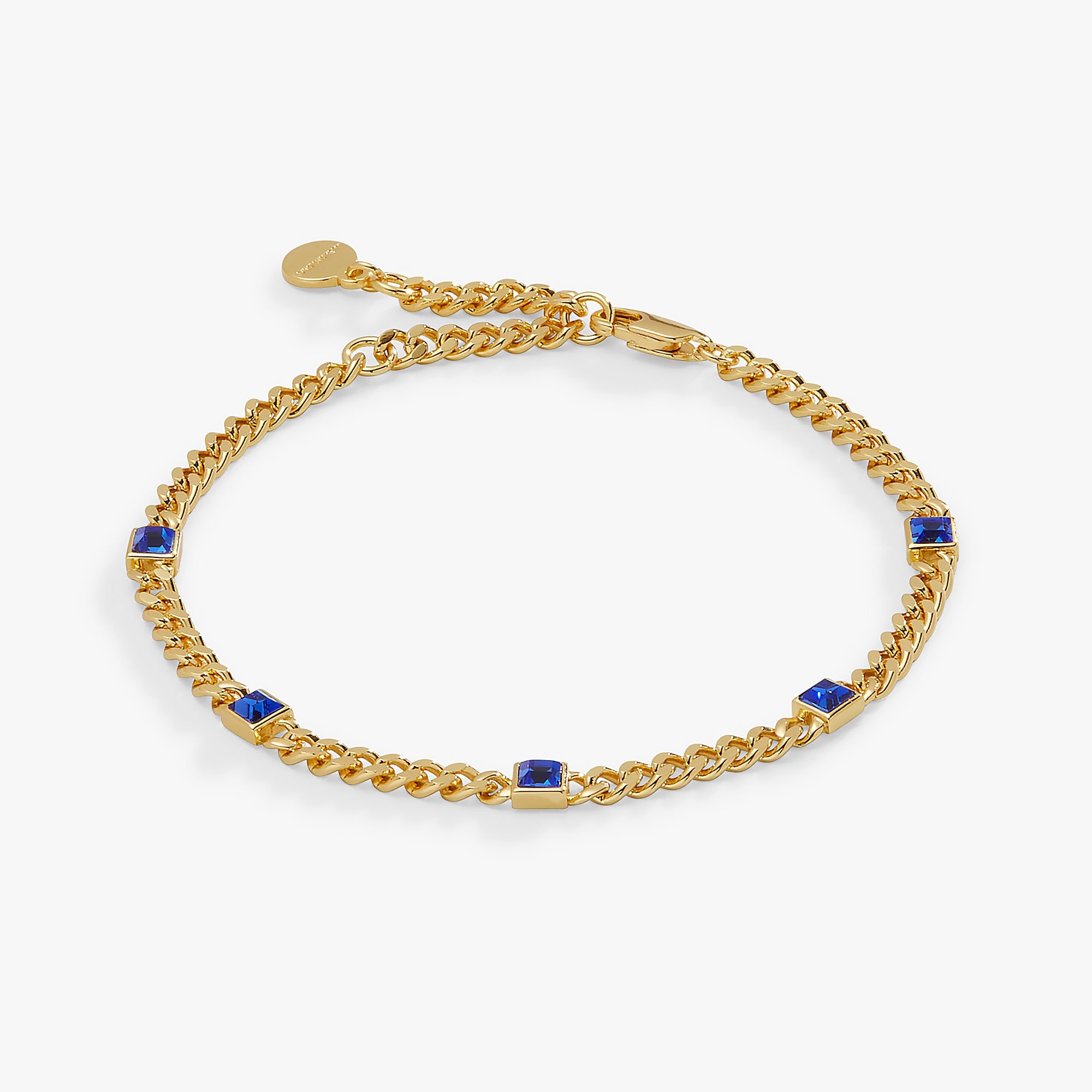 Sapphire Curb Chain Bracelet, September Birthstone