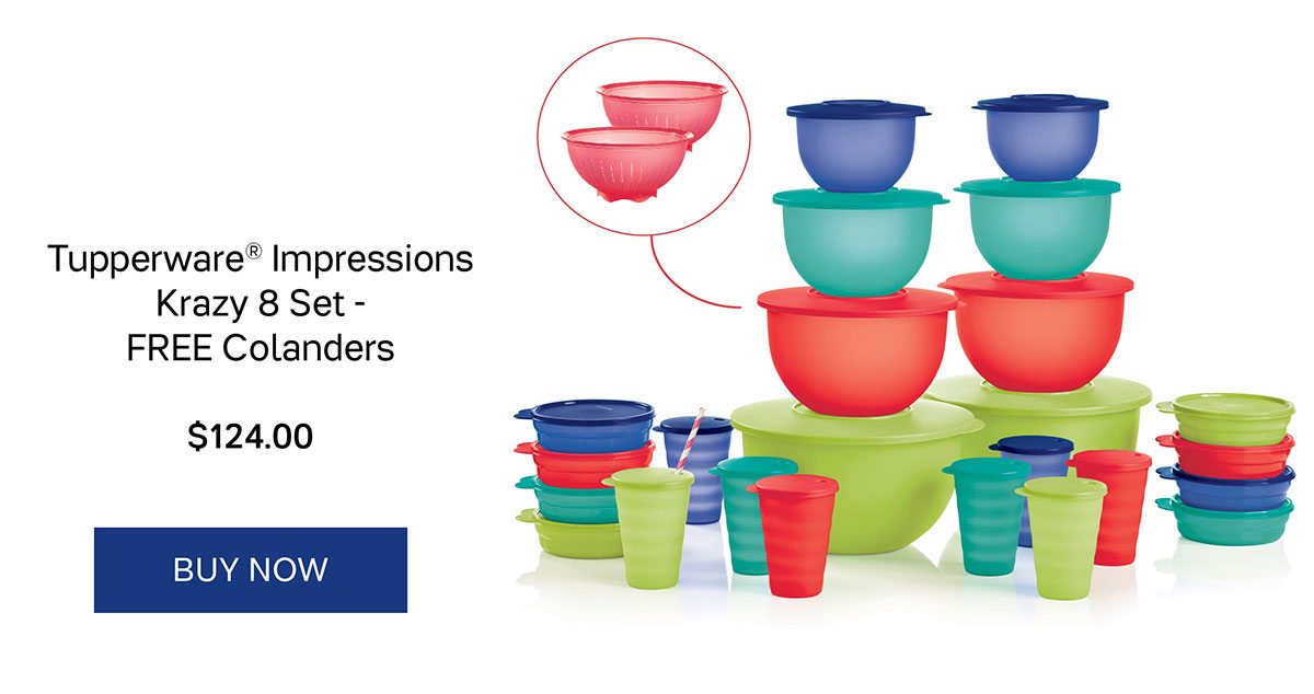 Tupperware Impressions Krazy 8 Set with Free Colanders