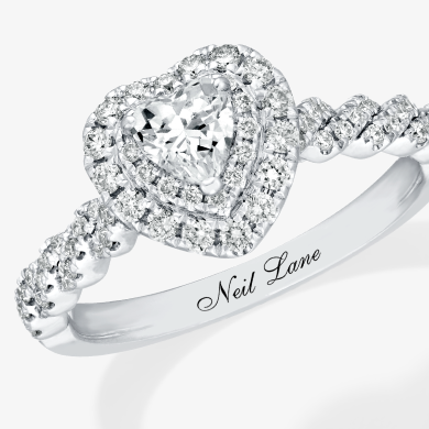 Neil Lane Diamond Engagement Ring 3/4 ct tw Heart & Round-cut 14K White Gold