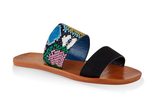 Contrast Two Band Slide Sandals