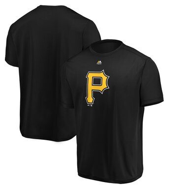 Majestic Pittsburgh Pirates Black Synthetic Official Team Logo T-Shirt
