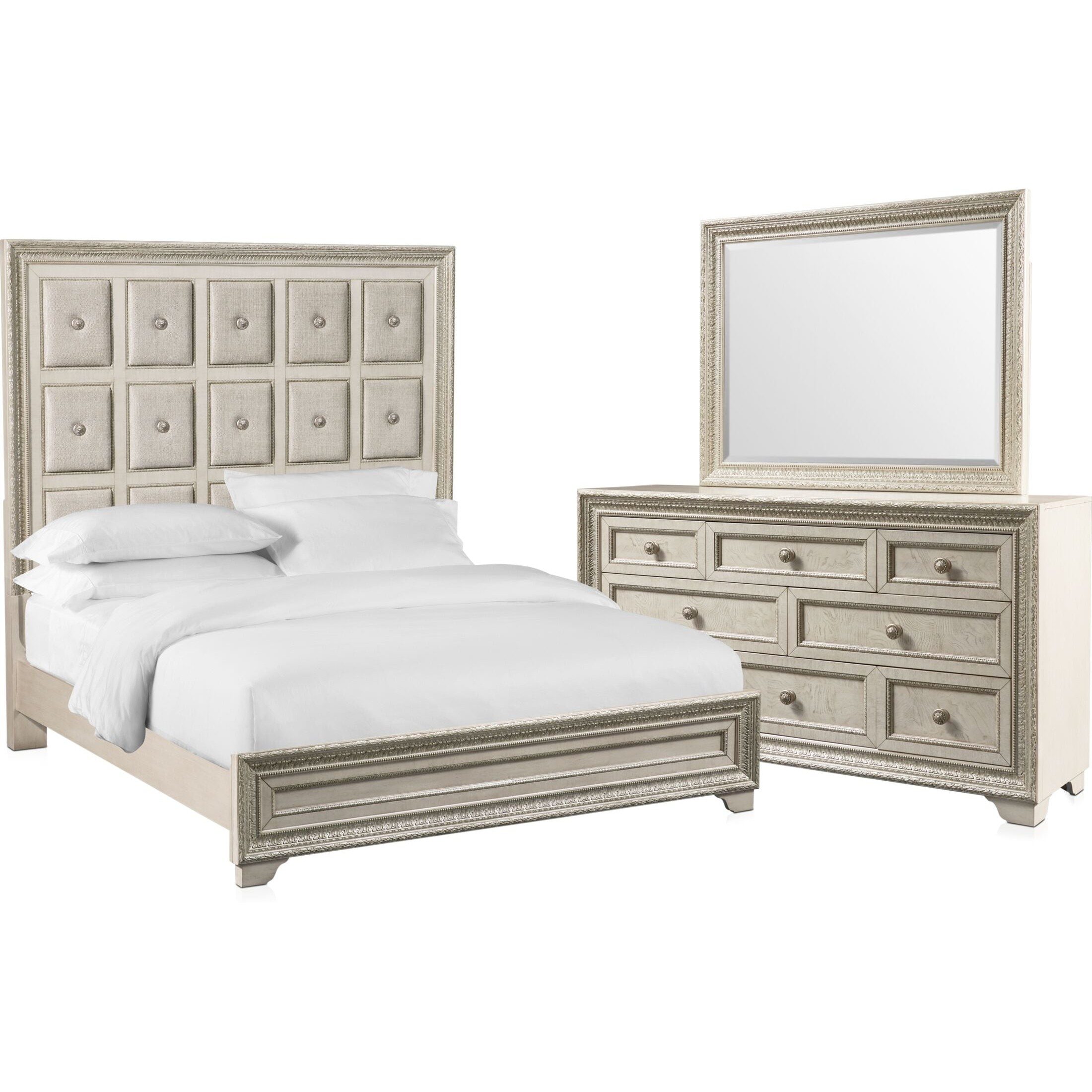Valentina 5-Piece Bedroom Set with Dresser and Mirror