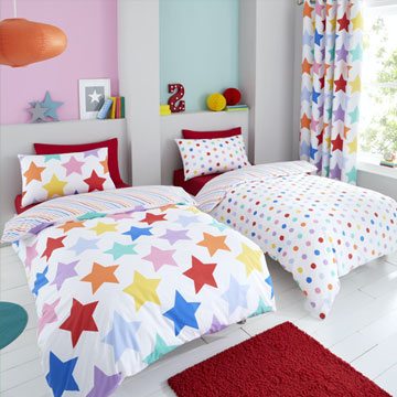 Brights Stars and Spots Twin Pack Duvet Cover Set