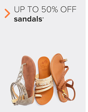 Three women's strapped sandals in silver, gold and brown. Up to 50% off sandals.
