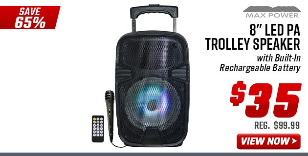 Max Power 8” LED PA Trolley Speaker 