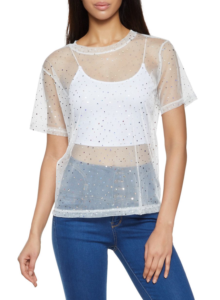 Mesh Foil Polka Dot Tee